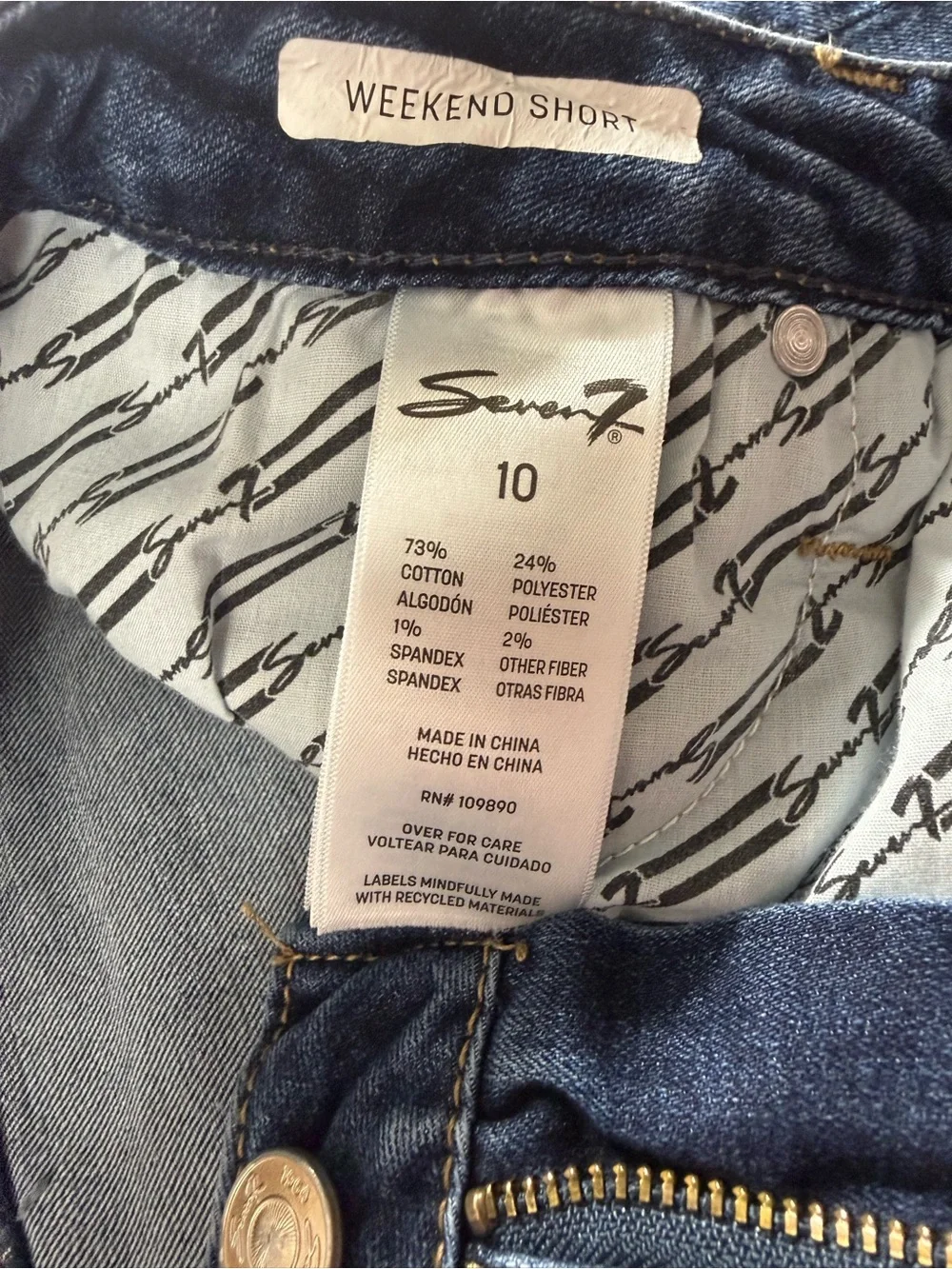 Seven7 Dark‎ Indigo Denim Shorts with Contrast Stitching